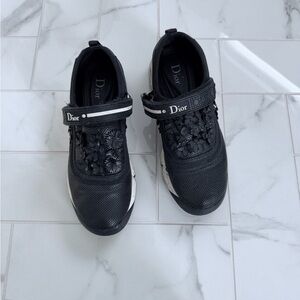 Dior Black Sneakers with Floral Embellishments